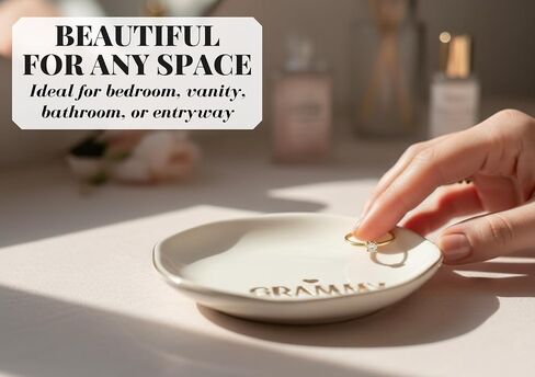 InnoBeta Grammy Gifts for Grandma, Ceramic Ring Dish 4.75", Handcrafted Jewelry Tray, Decorative Trinket Dish for Rings Earrings Necklaces, Birthday & Mother’s Day Gift in Kuwait