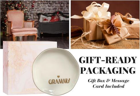 InnoBeta Grammy Gifts for Grandma, Ceramic Ring Dish 4.75", Handcrafted Jewelry Tray, Decorative Trinket Dish for Rings Earrings Necklaces, Birthday & Mother’s Day Gift in Kuwait