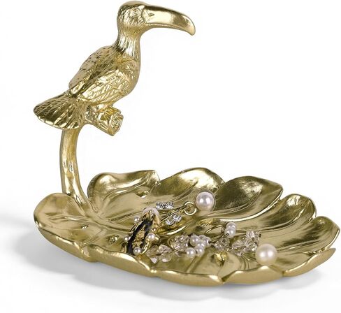 NIKKY HOME Gold Ring Holder Jewelry Dish, Vintage Bird Toucan Trinket Display Decorative Metal Tray Classy Bridesmaid Birthday Gifts in Kuwait