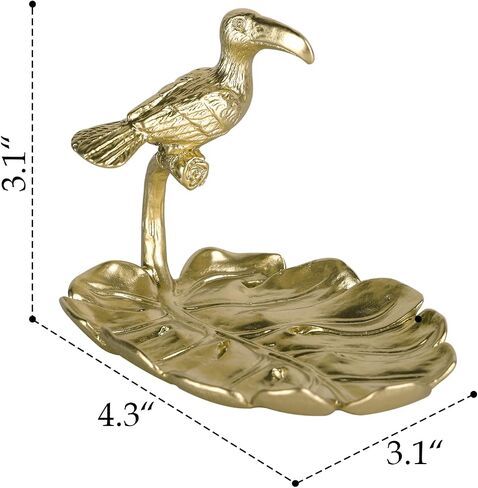 NIKKY HOME Gold Ring Holder Jewelry Dish, Vintage Bird Toucan Trinket Display Decorative Metal Tray Classy Bridesmaid Birthday Gifts in Kuwait