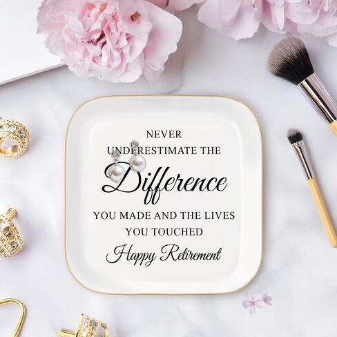 Retirement Ceramic Ring Jewelry Tray Gifts for Women, Thank You Appreciation gifts for Teacher Nurse, Going Away Gift Retirement Gift for Coworker Boss (Happy Retirement) in Saudi Arabia