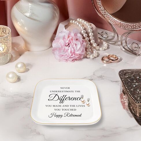 Retirement Ceramic Ring Jewelry Tray Gifts for Women, Thank You Appreciation gifts for Teacher Nurse, Going Away Gift Retirement Gift for Coworker Boss (Happy Retirement) in Saudi Arabia