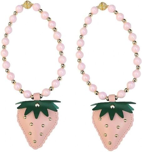2 Pcs Curtain Tiebacks, Pink Beaded Drapery Holdbacks with Cute Strawberry Decor, Sweet Curtain Ties for Bedroom Living Room Drapes Window Treatment Accessories in Saudi Arabia
