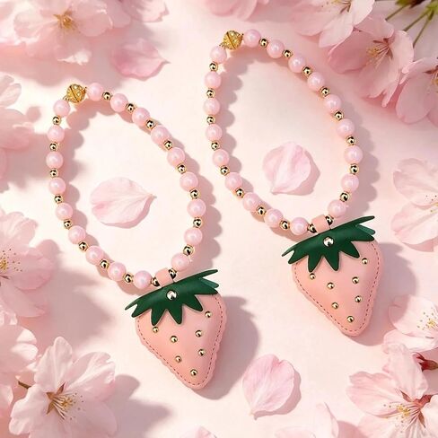 2 Pcs Curtain Tiebacks, Pink Beaded Drapery Holdbacks with Cute Strawberry Decor, Sweet Curtain Ties for Bedroom Living Room Drapes Window Treatment Accessories in Saudi Arabia