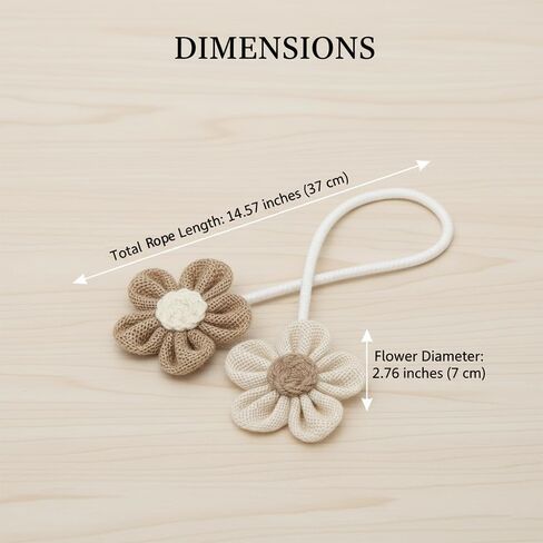 4 Pack Flower Curtain Tiebacks, Boho Decorative Curtain Ties, Elegant Burlap Holdbacks for Bedroom, Nursery, Farmhouse Decor,Tie Backs for Bedroom Decor in Saudi Arabia