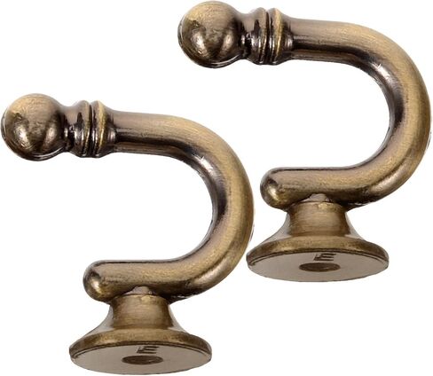 GARVALON Vintage Zinc Alloy Curtain Holdback Hooks, E-Shaped Round Head Wall Mounted Drapery Tiebacks for Living Room and Bedroom, Antique Bronze Finish, 1 Pair Window Curtain Holders in Saudi Arabia