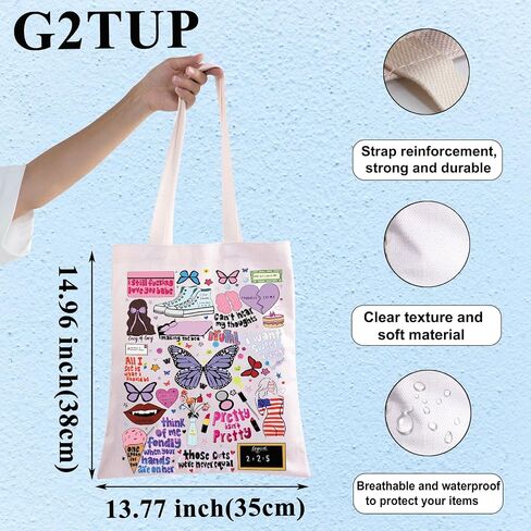 G2TUP Canvas Tote Bag with Song Lyrics - Fan Gift for Singer Concerts in Kuwait