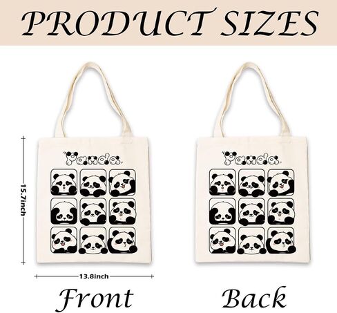 Cute Panda Canvas Tote Bag, Cartoon Panda Illustration Canvas Handbag, Cute Animal Themed Handbag, Reusable Shopping Grocery Bag, Gift For Pandas Lover in Kuwait