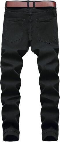 Men's Skinny Slim Fit Stretch Ripped Distressed Destroyed Jeans Denim Pants in Saudi Arabia