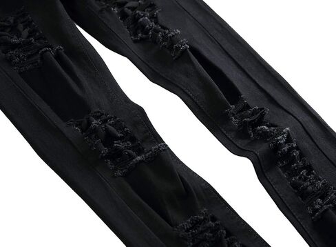 Men's Skinny Slim Fit Stretch Ripped Distressed Destroyed Jeans Denim Pants in Saudi Arabia