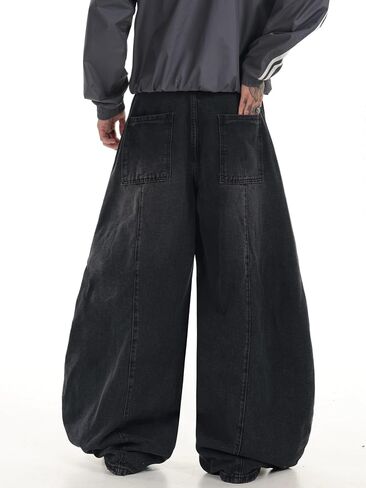 DFGIGT Men's Baggy Hip Hop Wide Leg Jeans Stylish Denim Pants Casual Loose Long Trousers Streetwear in Saudi Arabia