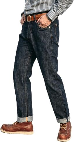 Red Tornado Vintage 14oz Men's Jeans Slim Fit Straight Leg Raw Denim Pants Selvedge Jean Washed Blue Retro Mid Rise in Saudi Arabia