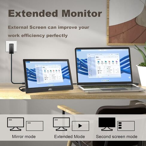 Kenowa Portable Monitor 11.6 Inch, HD Screen 1366x768P Small HDMI Monitor with Dual USB C/HDMI External Display for Laptop PC Phone Mac PS4/5 Xbox in Kuwait