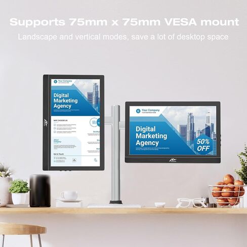Kenowa Portable Monitor 11.6 Inch, HD Screen 1366x768P Small HDMI Monitor with Dual USB C/HDMI External Display for Laptop PC Phone Mac PS4/5 Xbox in Kuwait