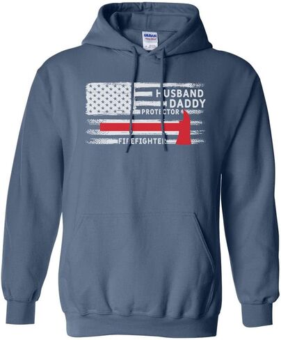 TeesAndTankYou Firefighter Husband Daddy Protector Hoodie Sweatshirt Unisex in Kuwait