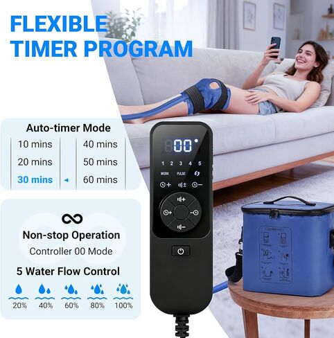 Cold Therapy Machine - Programmable Ice Machine for Knee After Surgery with Quiet Pump & Continuous Cold Flow, Portable Ice Therapy System for ACL, Meniscus & Knee Replacement, Cryotherapy Pain Relief in Saudi Arabia