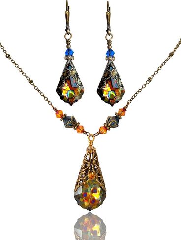 HisJewelsCreations Vintage Austrian Crystal Earrings & Necklace Set Bundle in Saudi Arabia