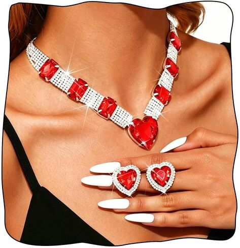 Bridal Jewelry Set Heart Crystal Necklace and Earring Set Wedding Necklaces for Women in Saudi Arabia