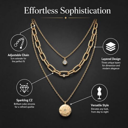 Gold Layered Necklaces for Women, 3PCS Mixed Metal Necklace Stack with Coin Pendant, Chunky Paperclip Chain, Stacked Layering Necklace Set, Trendy Statement Jewelry Gift for Her in Saudi Arabia