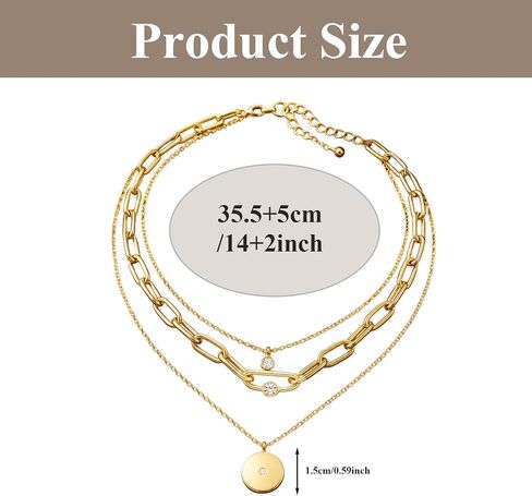Gold Layered Necklaces for Women, 3PCS Mixed Metal Necklace Stack with Coin Pendant, Chunky Paperclip Chain, Stacked Layering Necklace Set, Trendy Statement Jewelry Gift for Her in Saudi Arabia