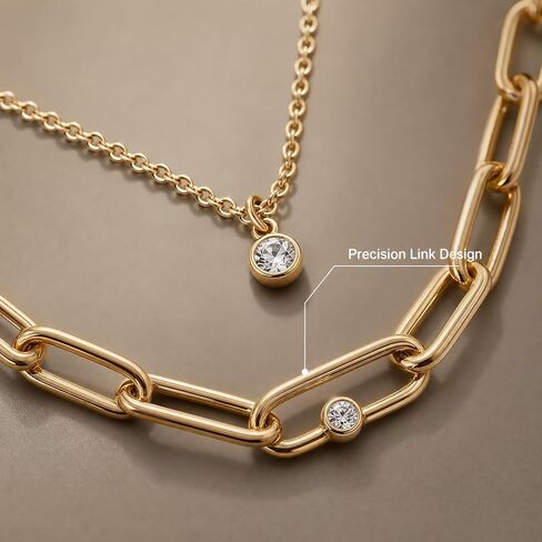 Gold Layered Necklaces for Women, 3PCS Mixed Metal Necklace Stack with Coin Pendant, Chunky Paperclip Chain, Stacked Layering Necklace Set, Trendy Statement Jewelry Gift for Her in Saudi Arabia