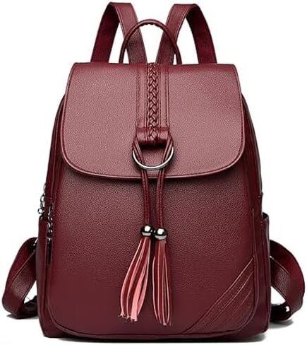 Women's Travel Backpack Leather Tassel Backpack Adjustable Shoulder Straps Casual Daypack Durable Bag Work Commute (Purple) in Saudi Arabia