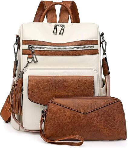 PU Leather Backpack Purse for Women-Fashion and Multipurpose Lightweight Travel Handbag Shoulder Bags Backpack (Brown) in Saudi Arabia