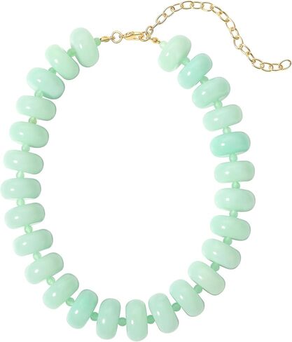 Multi-Color Chunky Beaded Necklace for Women, Vibrant Acrylic Candy Bead Choker Necklace with Adjustable Stainless Steel Clasp, Summer Statement Jewelry for Festivals in Saudi Arabia