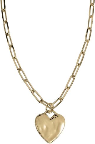 James Michelle Chunky Heart Necklace for Women – Waterproof, Non-Tarnish, Hypoallergenic, Silver PVD Coated – Perfect for Beach, Weddings, Holiday Gifts – 18" in Saudi Arabia