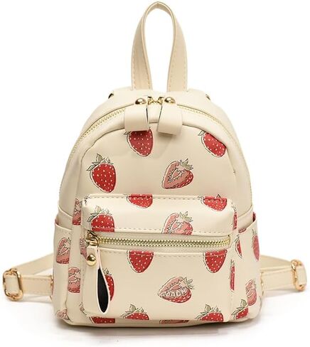 Mini Court Backpack With Cherry Print,Stylish Daypack Purse Handbag for women Small Casual Daily Travel Bag (Red Cherry) in Saudi Arabia