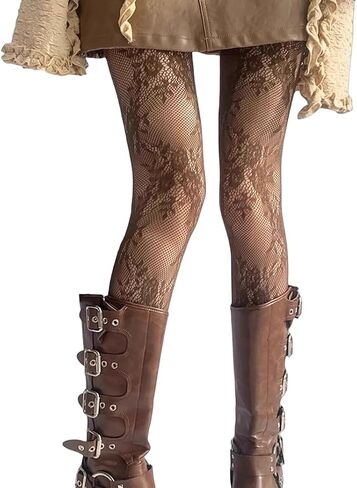 Mrotrida Women's Lace Floral Pattern Tights Stockings Retro Rose Hollow Flowers Mesh Fishnet Leggings in Saudi Arabia