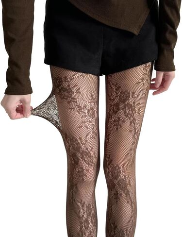 Mrotrida Women's Lace Floral Pattern Tights Stockings Retro Rose Hollow Flowers Mesh Fishnet Leggings in Saudi Arabia