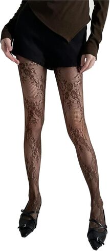 Mrotrida Women's Lace Floral Pattern Tights Stockings Retro Rose Hollow Flowers Mesh Fishnet Leggings in Saudi Arabia