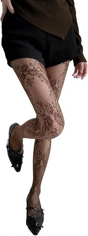 Mrotrida Women's Lace Floral Pattern Tights Stockings Retro Rose Hollow Flowers Mesh Fishnet Leggings in Saudi Arabia