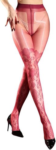 Women's Patterned Tights Shiny Pantyhose with Control Top Sheer Tights Floral Stocking in Saudi Arabia