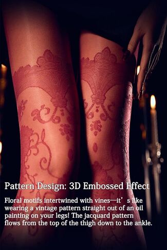 Women's Patterned Tights Shiny Pantyhose with Control Top Sheer Tights Floral Stocking in Saudi Arabia