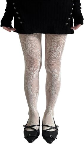 Mrotrida Women's Lace Floral Pattern Tights Stockings Retro Rose Hollow Flowers Mesh Fishnet Leggings in Saudi Arabia