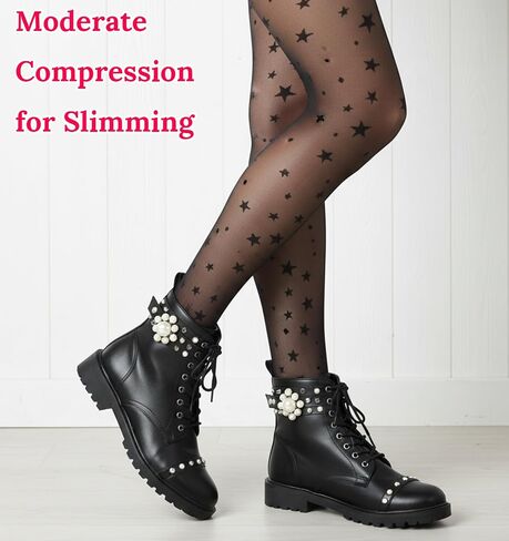 Black Pattern Tights, Star Tights For Women Funky Durable & Resistant to Snagging Patterned Pantyhose, Sheer Tight Patterned Tight for Parties & Casual Wear in Kuwait