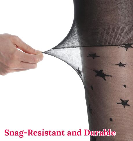 Black Pattern Tights, Star Tights For Women Funky Durable & Resistant to Snagging Patterned Pantyhose, Sheer Tight Patterned Tight for Parties & Casual Wear in Kuwait