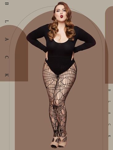 Fourluoo 3 Pairs Fishnet Stockings for Women Black Lace Patterned Tights High Waist Stockings Hole Pantyhose in Kuwait