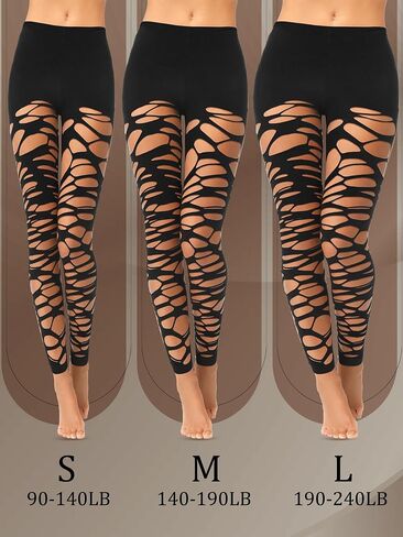 Fourluoo 3 Pairs Fishnet Stockings for Women Black Lace Patterned Tights High Waist Stockings Hole Pantyhose in Kuwait