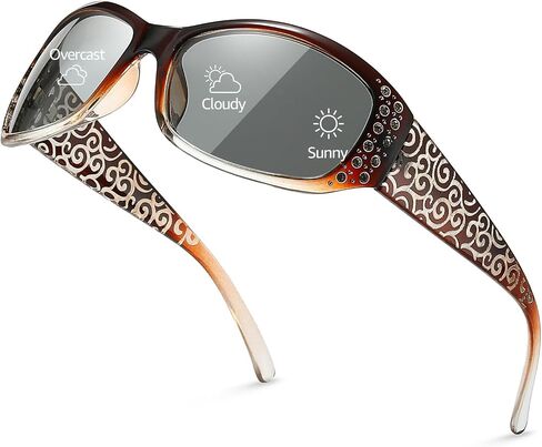 Myiaur Photochromic Polarized Sunglasses for Women, Trendy Wrap Around UV400 Shade for Driving & Outdoors in Saudi Arabia