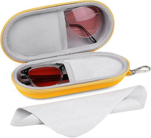 Marvolia Double Eyeglasses Case Hard Shell Dual Glasses Case with Clip & Zipper Closure Travel Sunglasses Organizer in Saudi Arabia