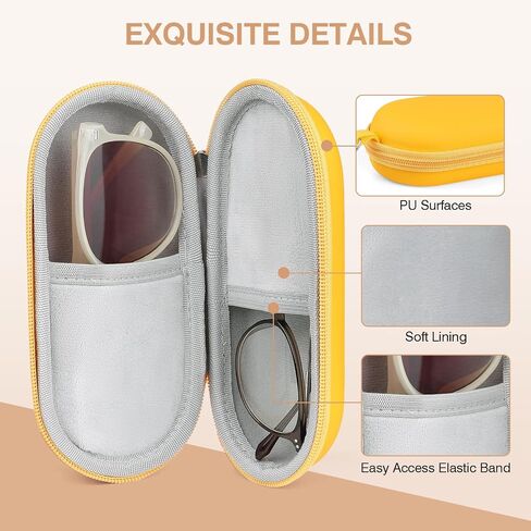 Marvolia Double Eyeglasses Case Hard Shell Dual Glasses Case with Clip & Zipper Closure Travel Sunglasses Organizer in Saudi Arabia