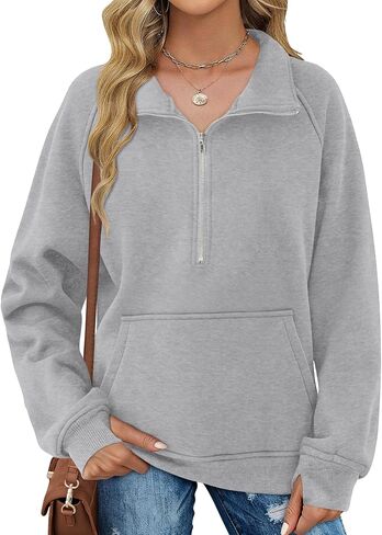 Elesomo Women's Long Sleeve Sweatshirts Half Zip Pullover Winter Fashion Clothing in Saudi Arabia