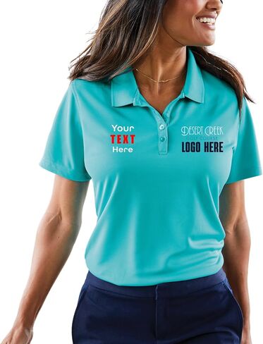 Custom Women's Dry-Fit UV Mesh Polo - Personalized Moisture-Wicking UV Protection Performance Polo - Design Your Own-Logo/Text in Saudi Arabia