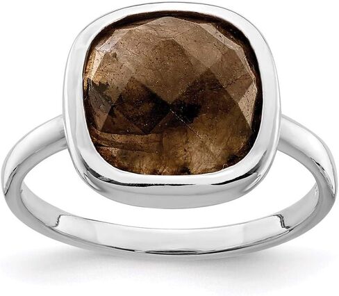 Sterling Silver Rhodium Plated Brown Cubic Zirconia Ring Multiple Sizes Ring Size 6 in Kuwait