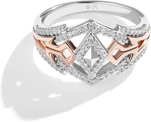 Jewelili Star Wars™ Fine Jewelry Ahsoka Tano™ Ring for Women | Silver & 10K Rose Gold Band | 1/4 Cttw White Diamonds | Star Wars Gifts for Women | Jewelry with Gift Box in Kuwait