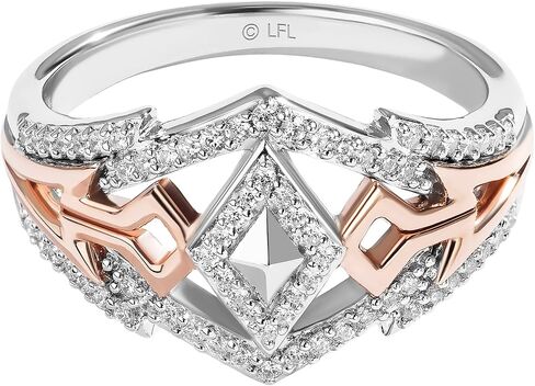 Jewelili Star Wars™ Fine Jewelry Ahsoka Tano™ Ring for Women | Silver & 10K Rose Gold Band | 1/4 Cttw White Diamonds | Star Wars Gifts for Women | Jewelry with Gift Box in Kuwait
