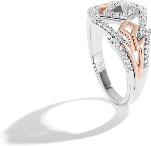 Jewelili Star Wars™ Fine Jewelry Ahsoka Tano™ Ring for Women | Silver & 10K Rose Gold Band | 1/4 Cttw White Diamonds | Star Wars Gifts for Women | Jewelry with Gift Box in Kuwait